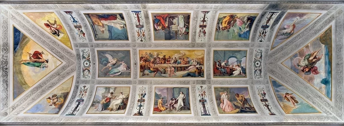Studio, la decorazione della galleria di Palazzo Laderchi a Faenza, raffigurante Storie di Amore e Psiche
